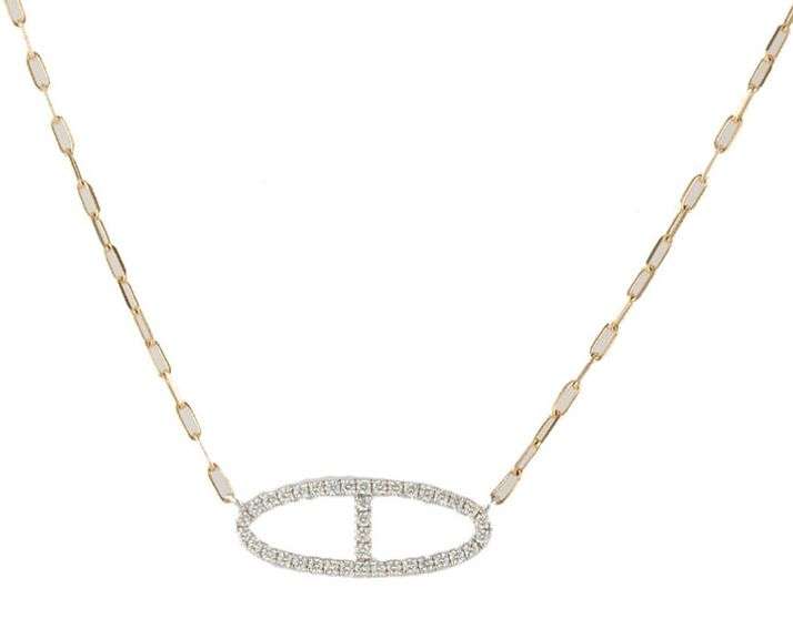 New 0.40ctw Diamond Open Gucci Style Sideway Pendant Necklace in 14K
