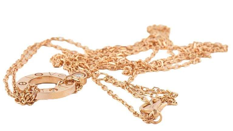 Cartier 0.03ctw Diamond Two Diamond Love Pendant Necklace in 18K