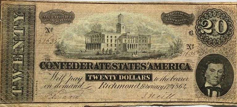 $20 $20 Confederate States  Feb 17 1864 Note