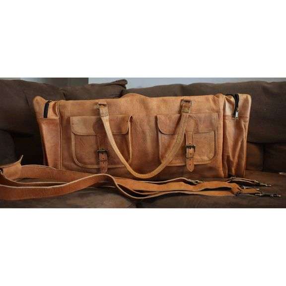Large Full Grain Leather Duffel Bag