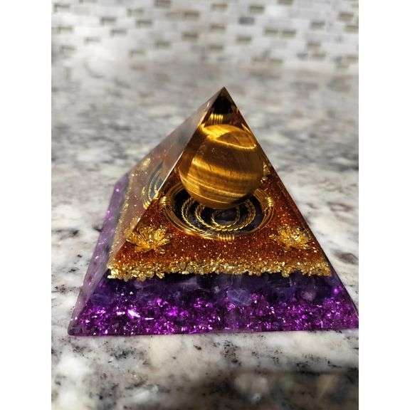 Orgone Amethyst & Tiger’s Eye Crystal Pyramid