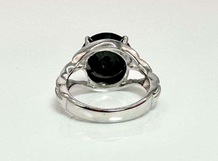 Impressive 14 Kt White Gold Plated Huge Black 7.75 Ct Lab Simulated Diamond Ring