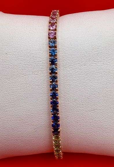 14K Rose Gold Multi Colored Sapphire Tennis Bracelet
