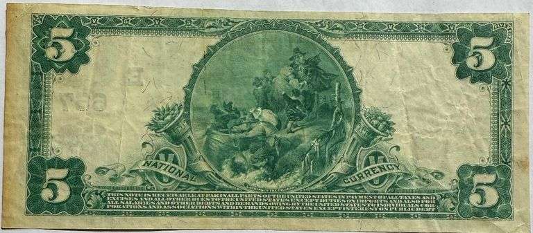 $5 First Natl  Bank Mount Joy Pa 1902 Picture Back National Note