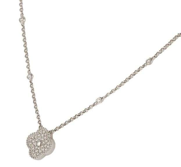 New 0.38ctw Pave Diamond Clover Diamond by the Yard Pendant Necklace in 14K