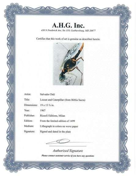 Highly Collectible and Rare Salvador Dali Original Lithograph from the 'Biblia Sacra' Suite