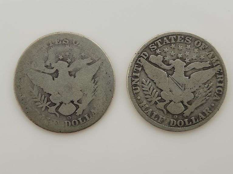 1907 O & 1908 O Barber Half Dollars