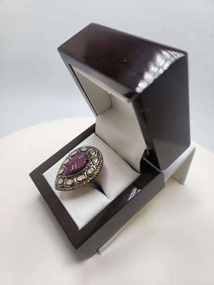 Extremely fine Victorian ruby and diamonds ring on silver