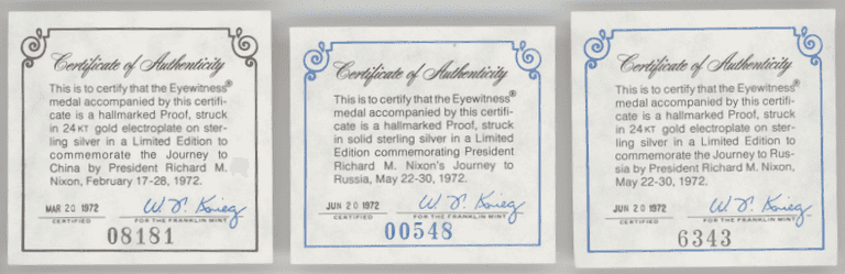 3 Heavy solid Sterling Silver Presidential Journey to Russia Medals