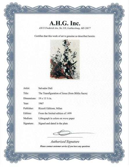 Highly Collectible and Rare Salvador Dali Original Lithograph from the 'Biblia Sacra' Suite Salvador