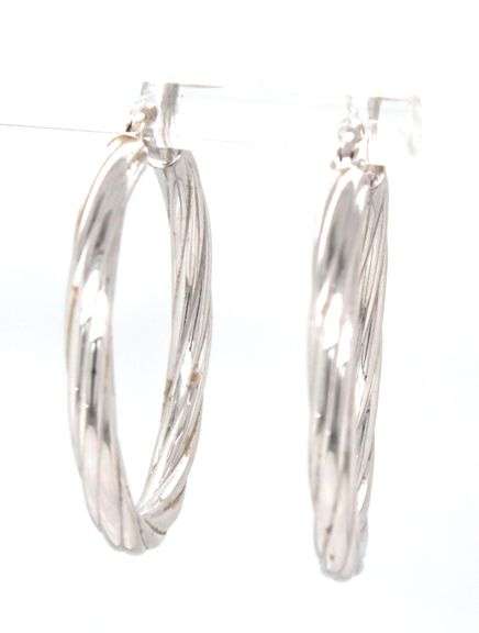14kt White gold twisted hoop earrings