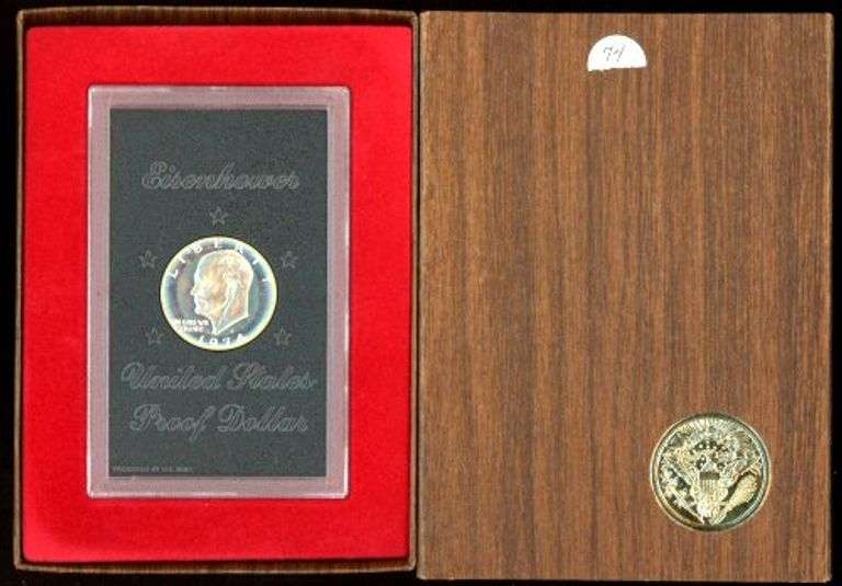 Large Group of 11 Proof Silver Eisenhower Dollars in Boxes