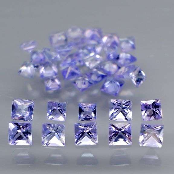 Glittering! Princess cut! 2.28ct UNTREATED Tanzanite set!!