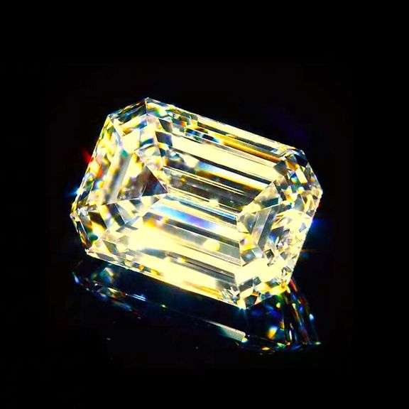 Huge 7 Ct Emerald Cut Amber Ice Lab Simulated Diamond Solitaire