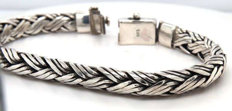 925 Sterling silver heavy braided bracelet