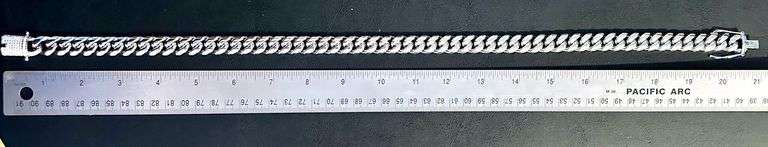 Huge 194 Gram 14 Kt White Gold Plate Cuban Link Chain Necklace