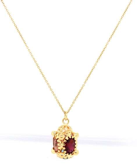 14kt Yellow gold multi gemstone Lantern style pendant on chain