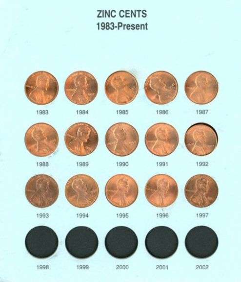 Album of 68 Different BU Lincoln Cents: 1959-1997