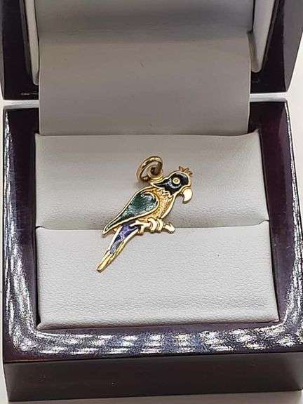 18k gold pendent, Parrot