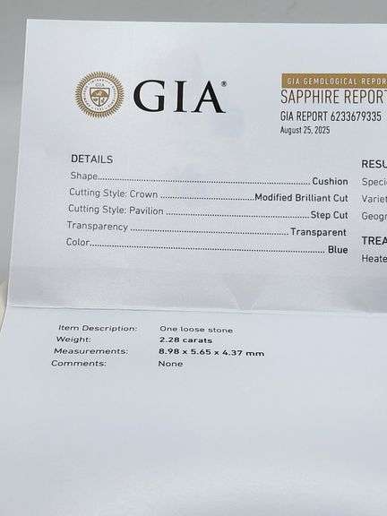 GIA Certified 2.28 CT Sapphire