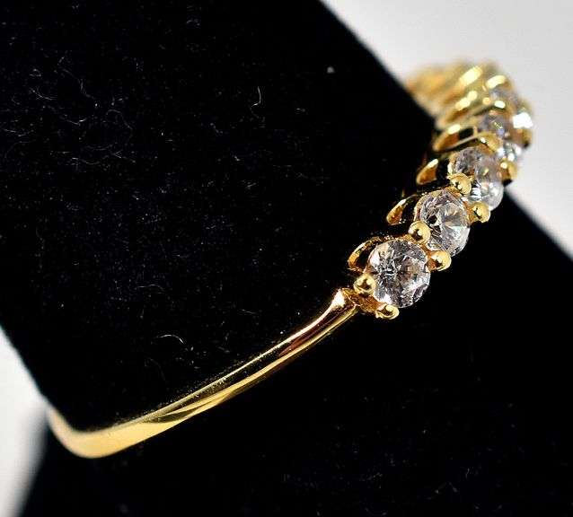 CZ Gemstone Ring in Vermeil Sterling Silver