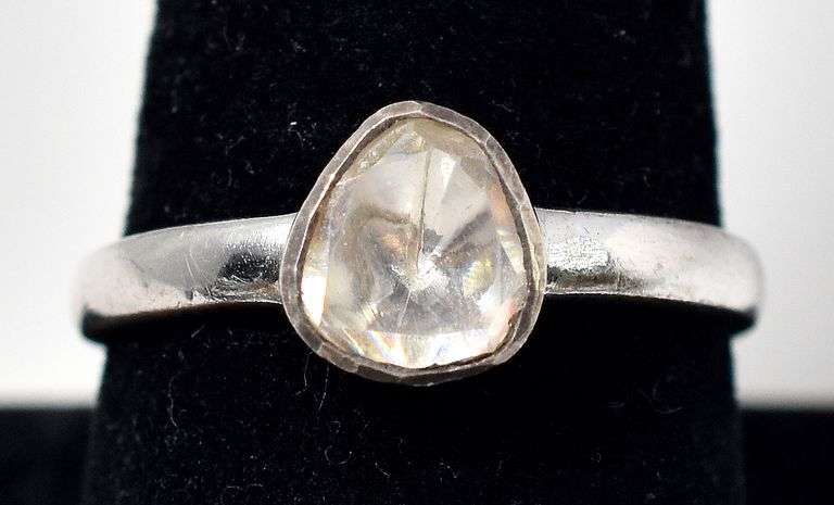 Glass Gemstone Ring in Sterling Silver