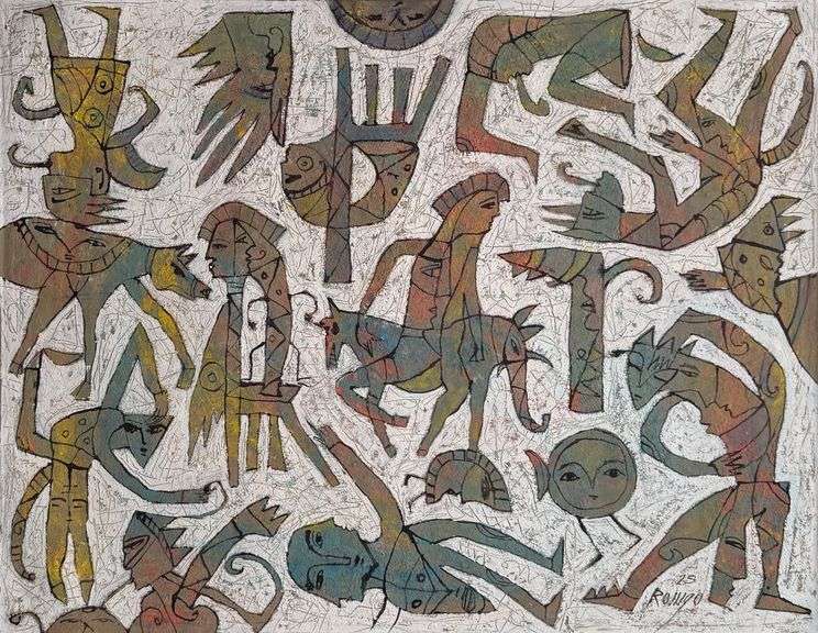 Spectacular Large Size Original Painting by Mexican Contemporary Master ROMGO