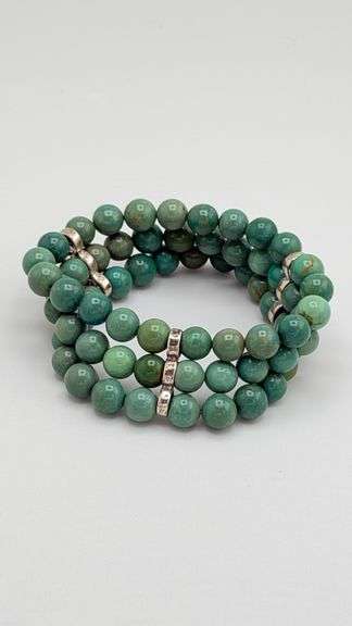 925 Sterling Silver  Turquoise Three Strand Bracelet