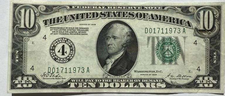 $10 1928 Numerical Fed Reserve Note