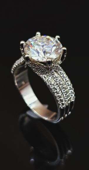 Huge 14 K White Gold Plate 5 Ct Sparkling White Ice Lab Simulated Diamond Ring