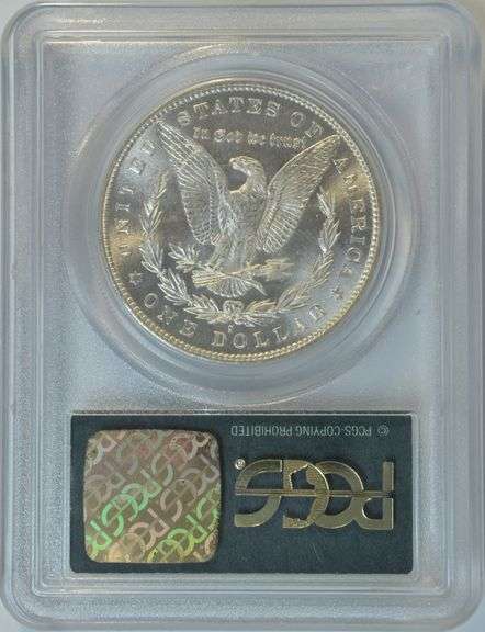 Solid Gem BU 1879-S Morgan Silver Dollar. Old Green Label PCGS MS65