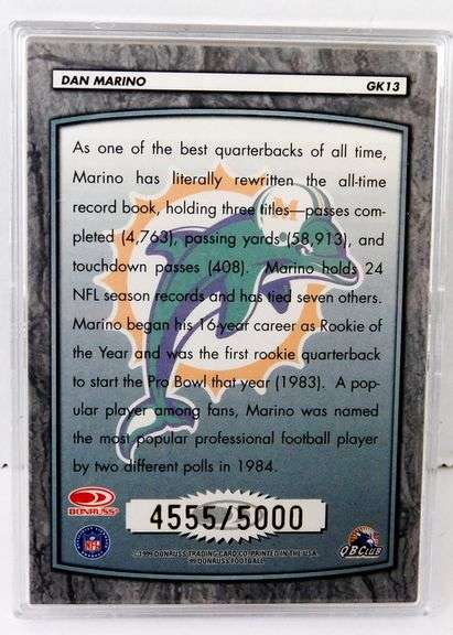 Dan Marino 1999 Donruss Football Card, 4555/5000