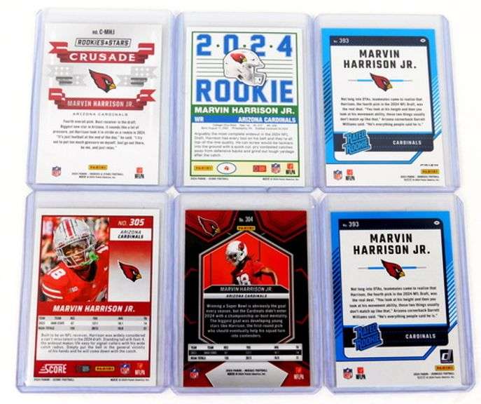 Marvin Harrison, Jr. Lot of 6 Rookie Football Cards
