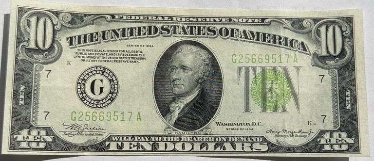 Choice AU $10 Cleveland 1934 FRN