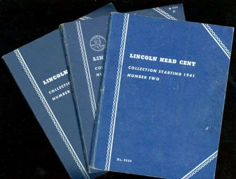 3 Lincoln Wheat Cent Albums: 1941 – 1975