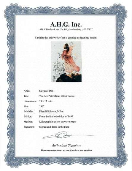 Highly Collectible and Rare Salvador Dali Original Llithograph from the 'Biblia Sacra' Suite