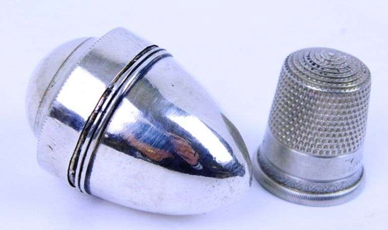 Antique Sterling Thimble Holder & Thimble