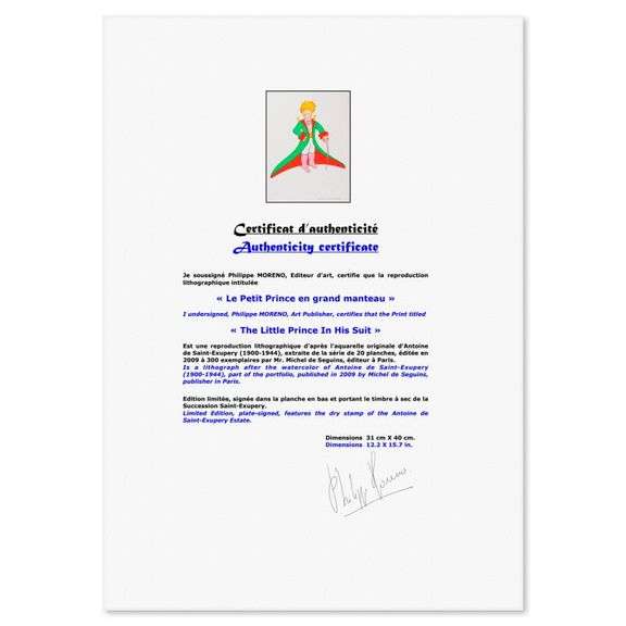 The Little Prince In His Suit by Antoine de Saint-Exupery (1900-1944)