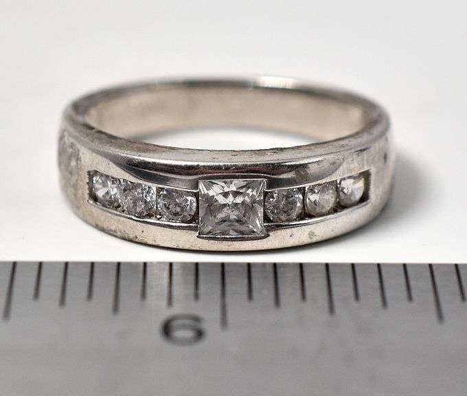 CZ Gemstone Band Ring in Sterling Silver