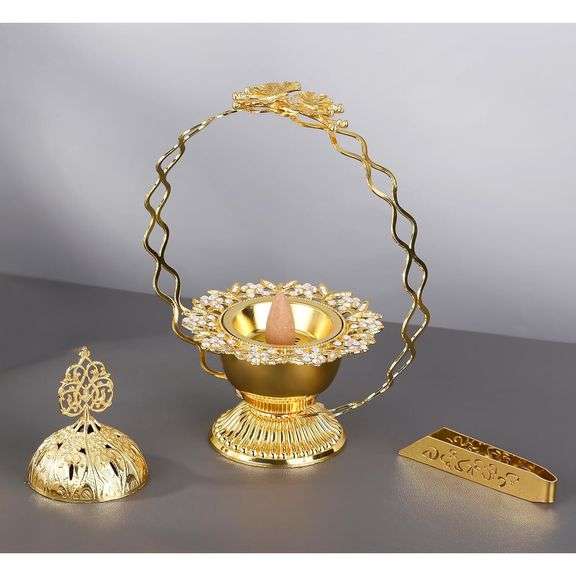 Metal Incense Burner with Handles and Ash Tray