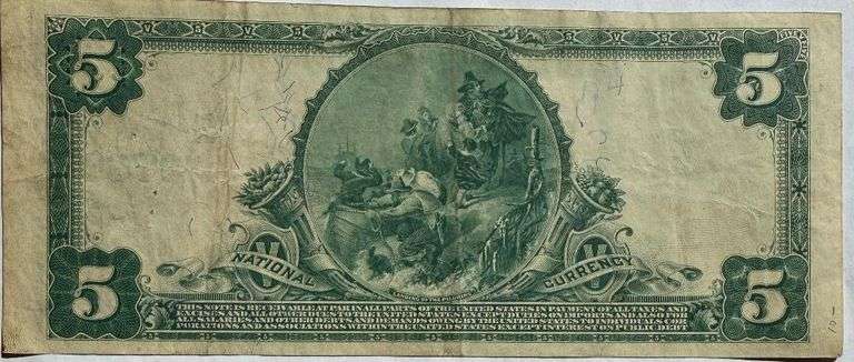 $5 Third Natl Bank Knoxville Tenn 1902 Picture Back National Note.