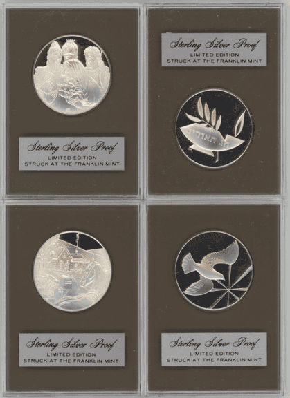 4 Diff. Limited Edition Sterling Silver Proofs. Franklin Mint