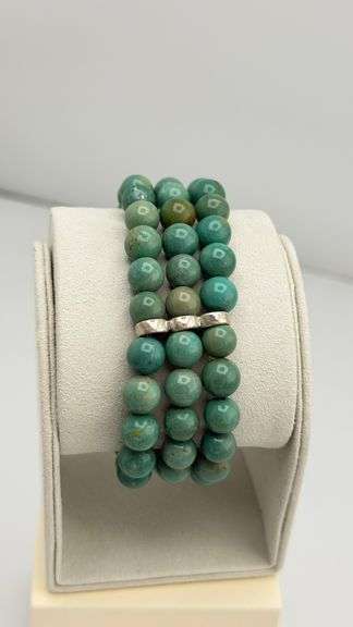925 Sterling Silver  Turquoise Three Strand Bracelet