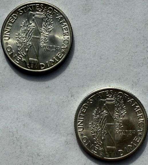 1937 &1940 D Full Bands Gem BU Mercury Dime