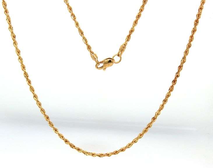 14KT Yellow gold rope chain necklace