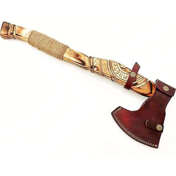 Carbon Forged Viking Axe with Rosewood Handle