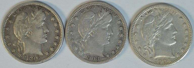 1896 & 1903 in XF and 1904 in AU Barber Quarters
