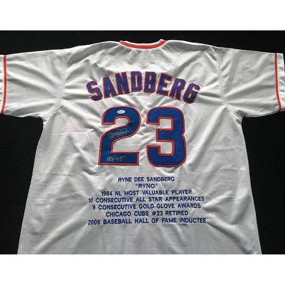 Ryne Sandberg Autographed Jersey COA Certified