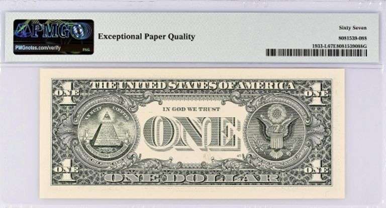 Superb Crisp 2006 $1 Note S.F. Radar # 56822865 PMG 67 EPQ!