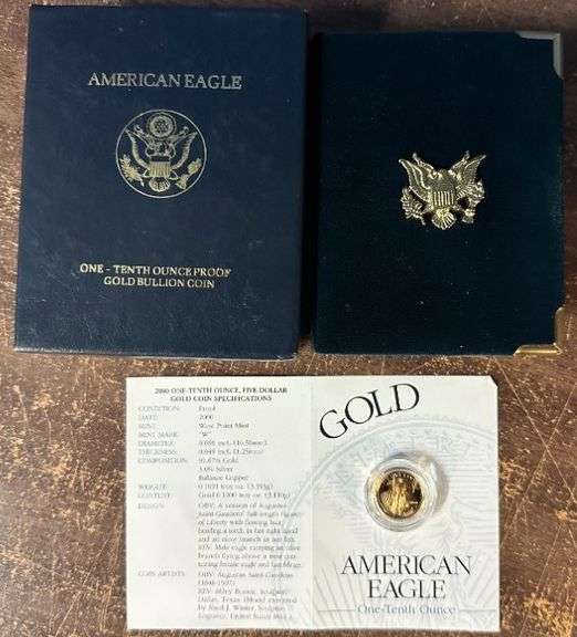 Gem Ultra Cameo Proof 2000-W $5 Proof Gold Eagle. Box/COA